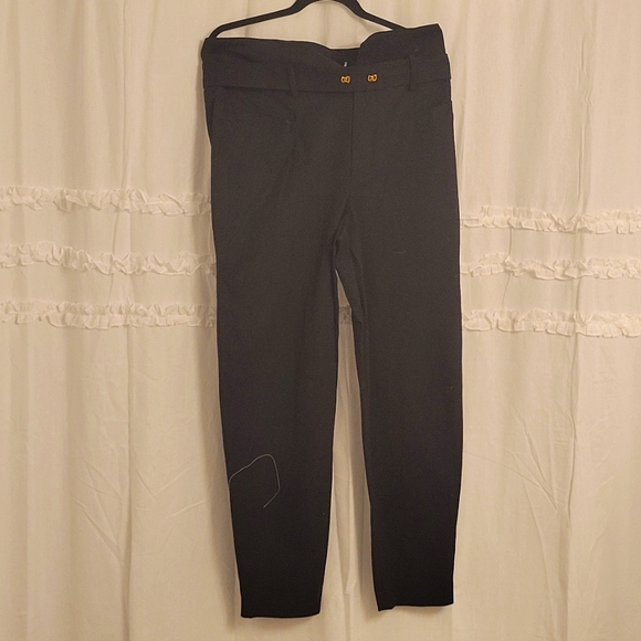 Zara black dress pants gold belt - Picture 1 of 5